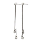 Stainless Steel Polished Beaded Snake Chain Post Dangle Earrings