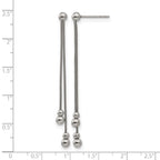 Stainless Steel Polished Beaded Snake Chain Post Dangle Earrings