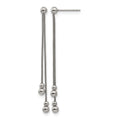 Stainless Steel Polished Beaded Snake Chain Post Dangle Earrings
