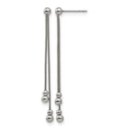 Stainless Steel Polished Beaded Snake Chain Post Dangle Earrings