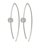 Chisel Stainless Steel Polished CZ Threader Earrings