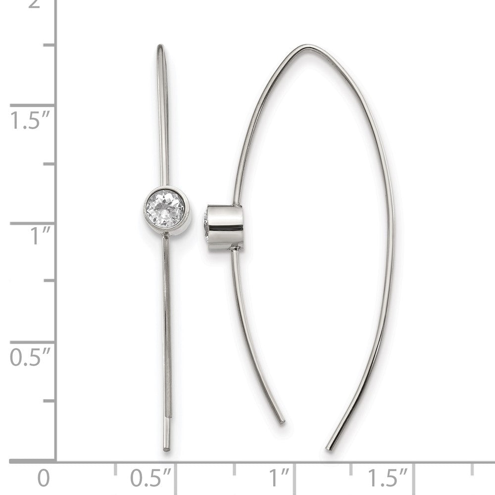 Chisel Stainless Steel Polished CZ Threader Earrings
