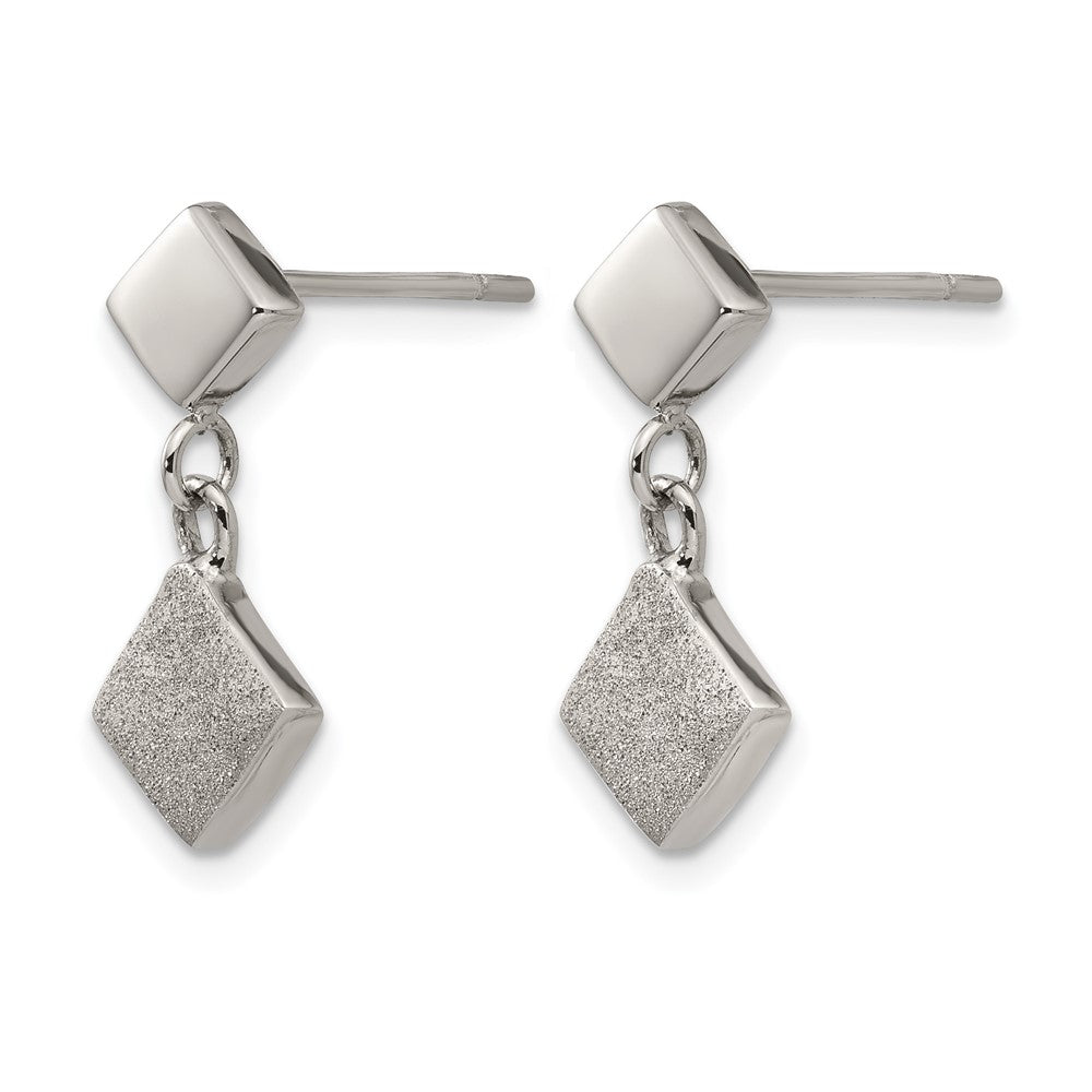 Chisel Stainless Steel Polished Laser-cut Post Dangle Earrings