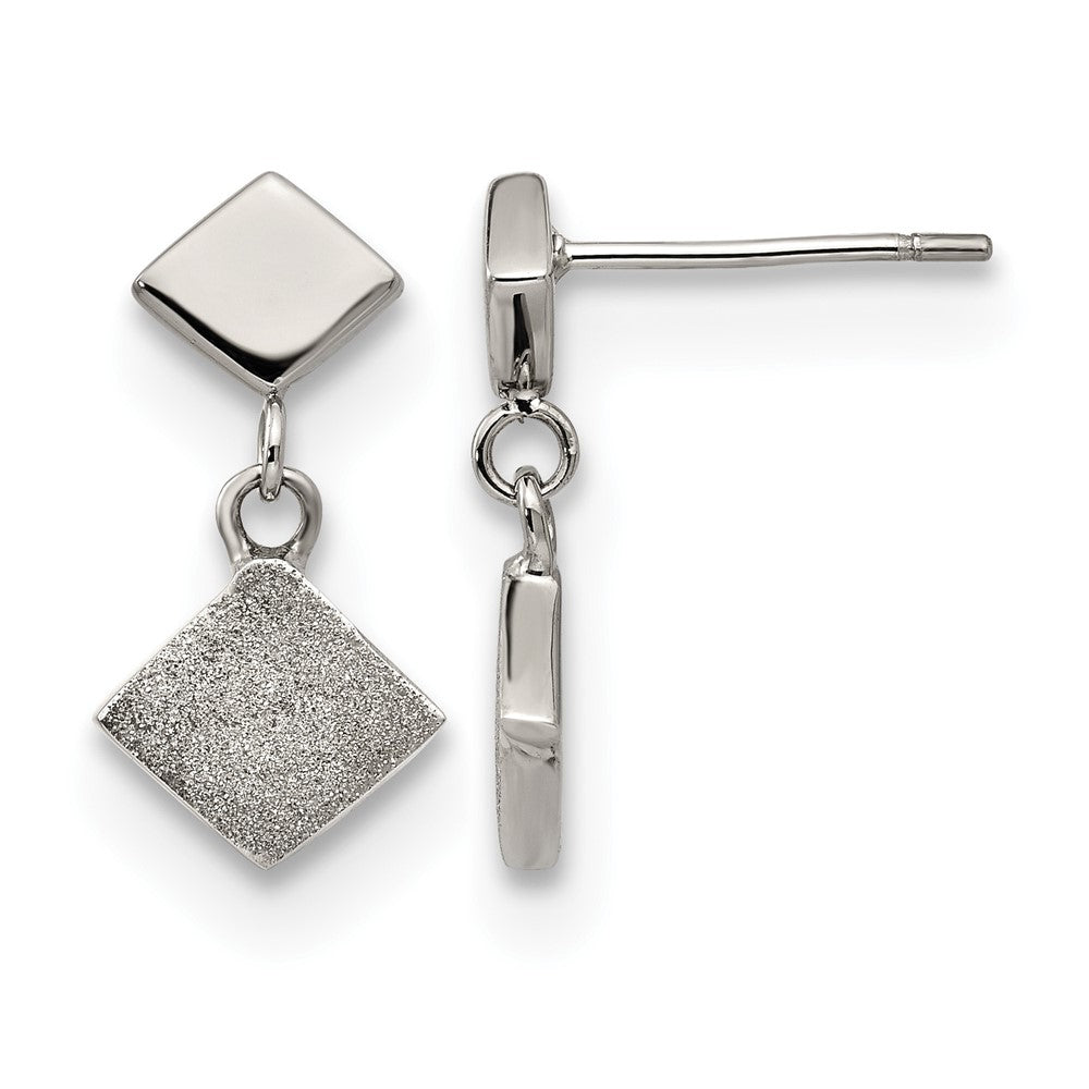 Chisel Stainless Steel Polished Laser-cut Post Dangle Earrings