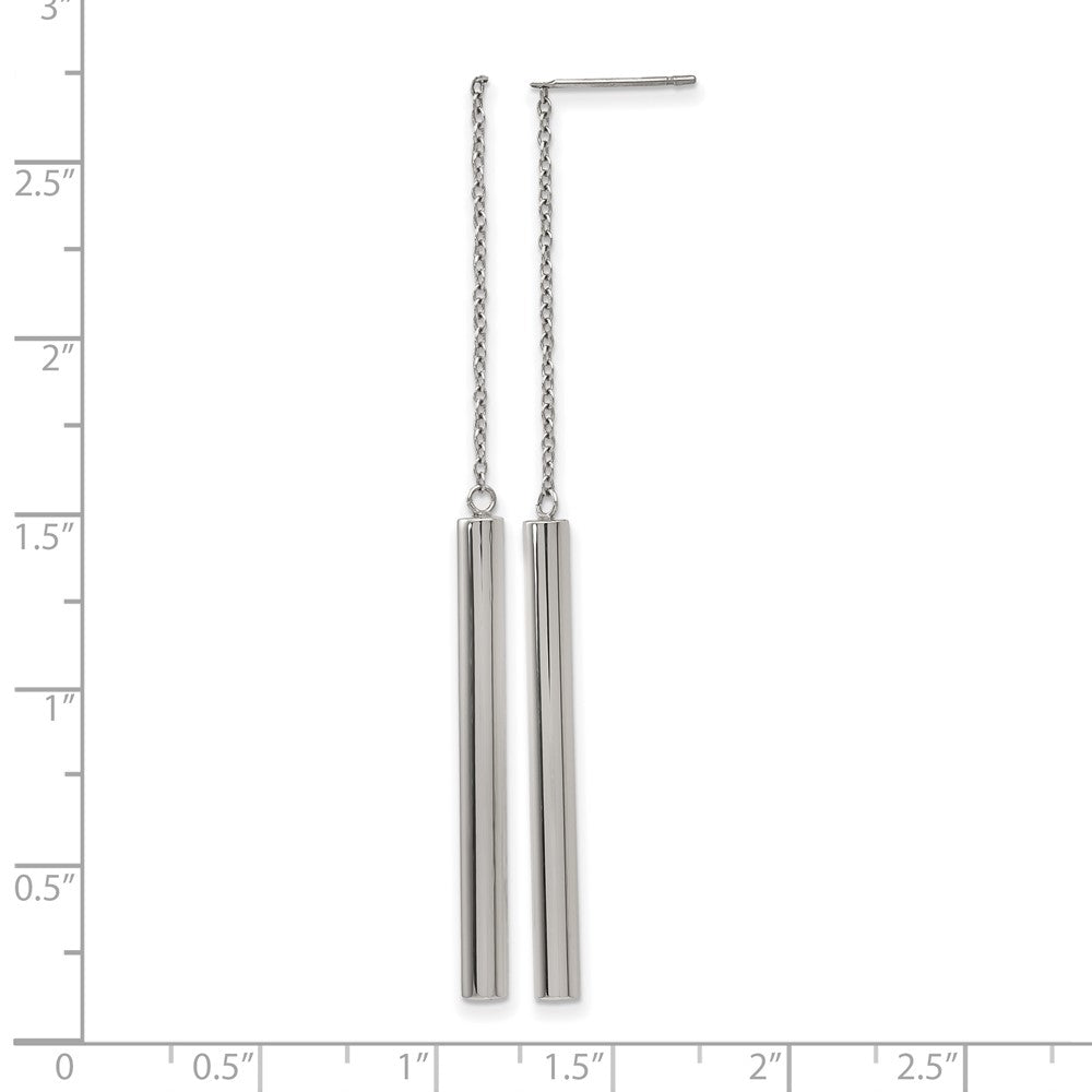 Stainless Steel Polished Bar Post Dangle Earrings