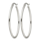 Chisel Stainless Steel Polished 30mm Diameter 2mm Oval Hoop Earrings