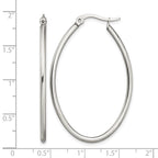 Chisel Stainless Steel Polished 30mm Diameter 2mm Oval Hoop Earrings