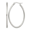 Chisel Stainless Steel Polished 30mm Diameter 2mm Oval Hoop Earrings