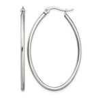Chisel Stainless Steel Polished 30mm Diameter 2mm Oval Hoop Earrings