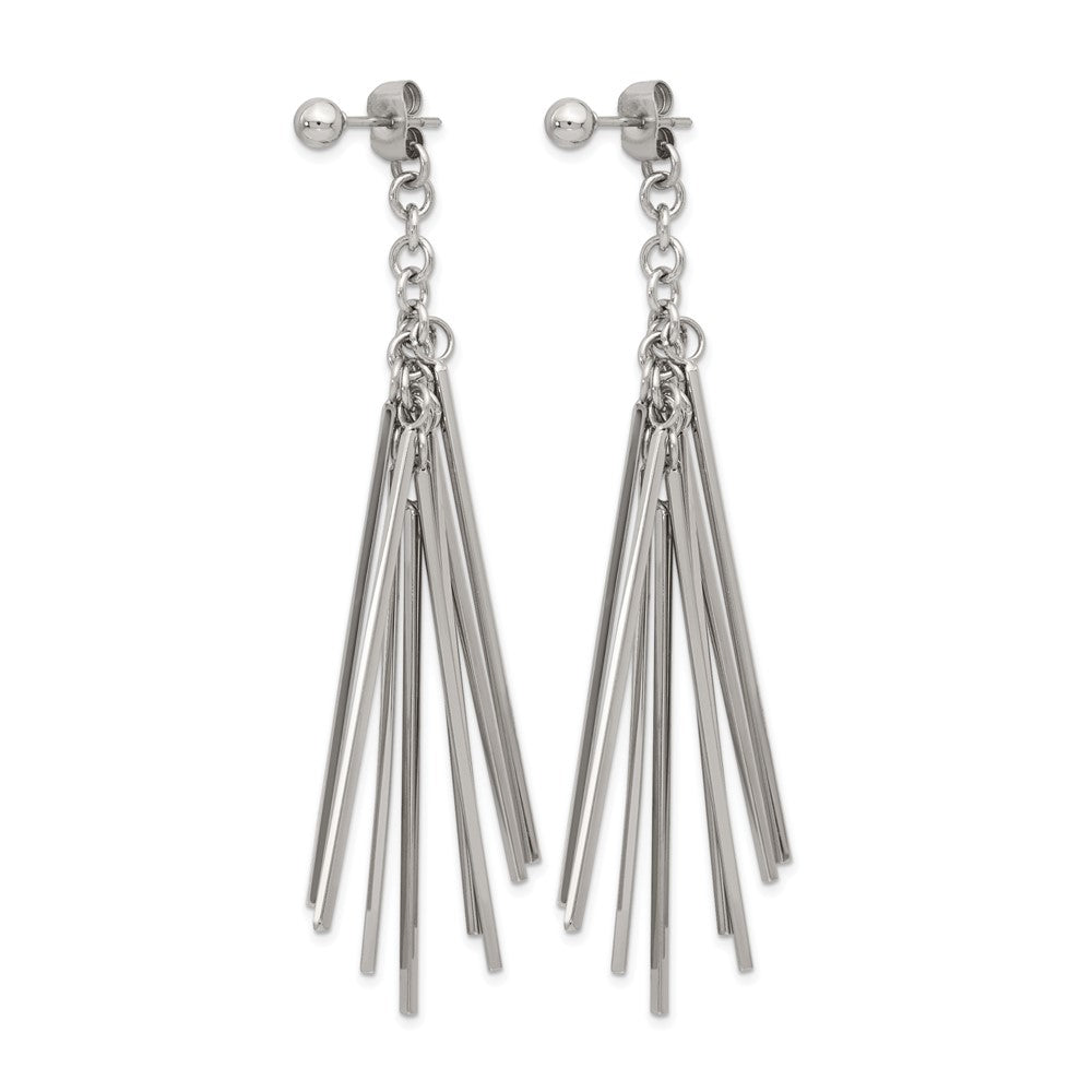 Chisel Stainless Steel Polished Multi Bar Front and Back Post Dangle Earrings