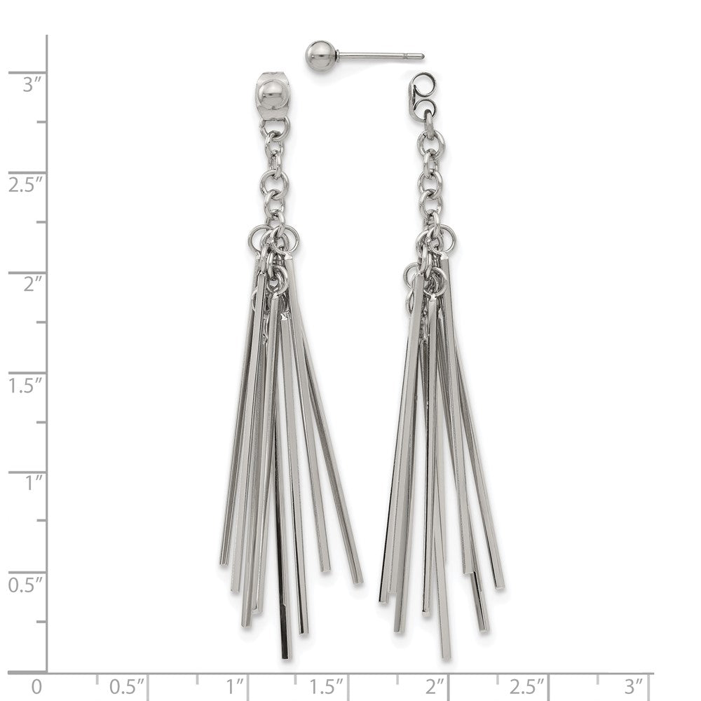 Chisel Stainless Steel Polished Multi Bar Front and Back Post Dangle Earrings