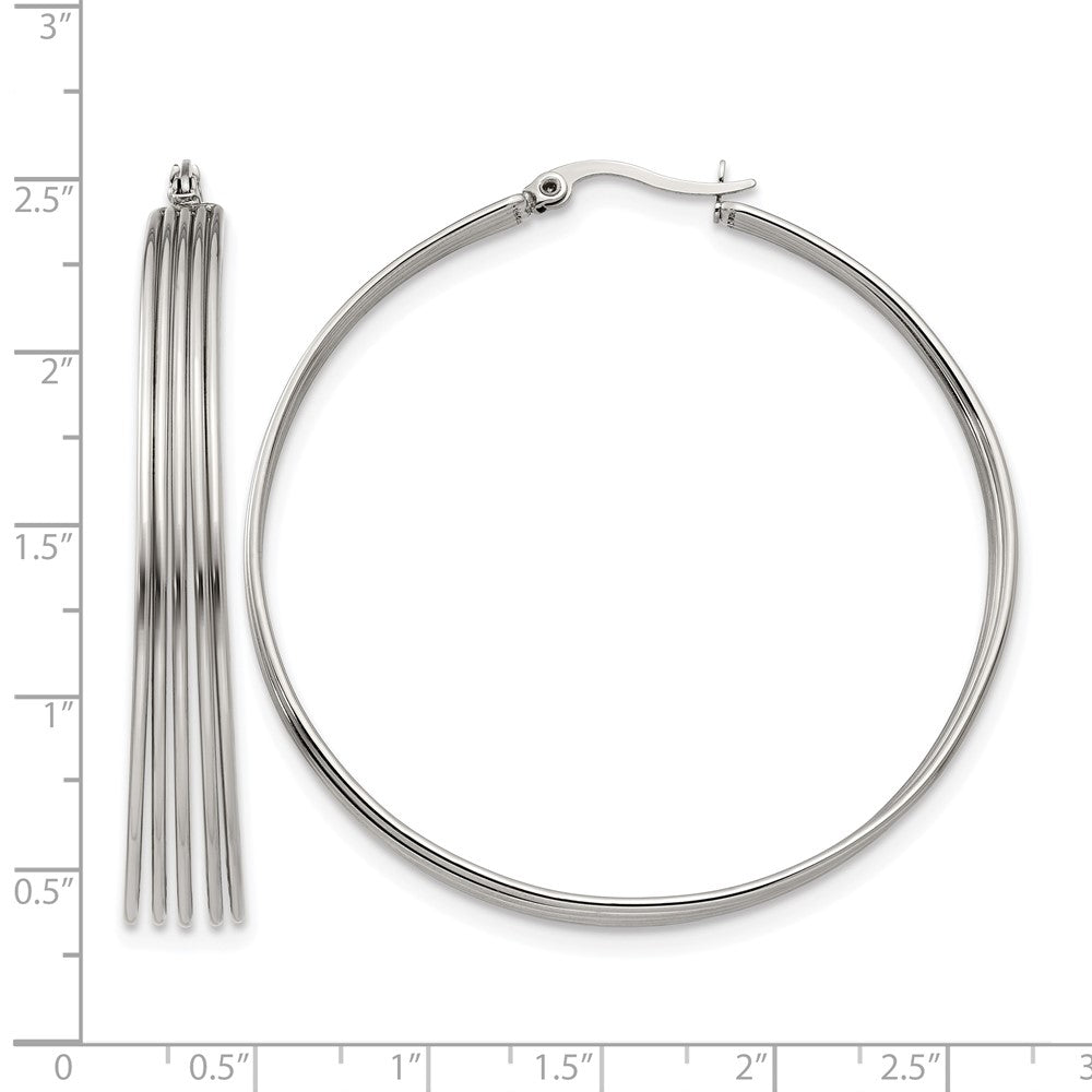 Chisel Stainless Steel Polished Wire Hoop Earrings