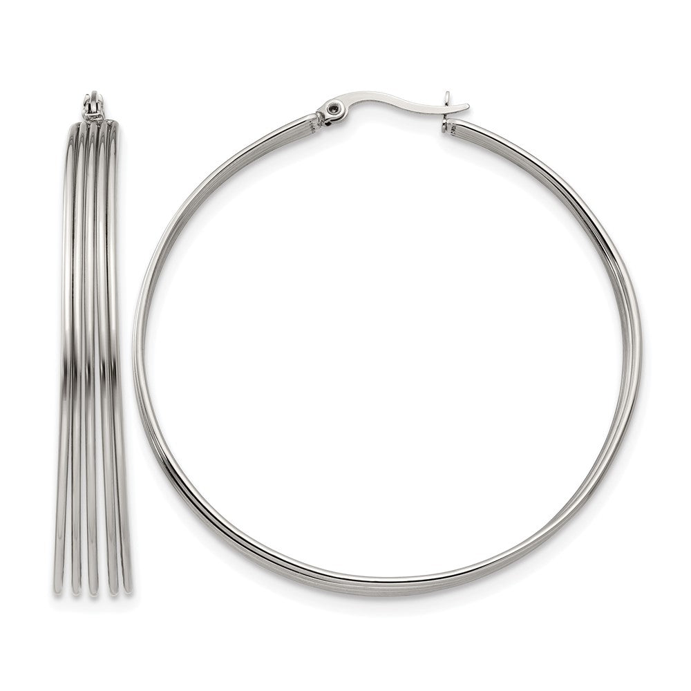 Chisel Stainless Steel Polished Wire Hoop Earrings