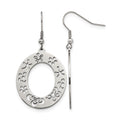 Stainless Steel Polished Flower Cut Out Shepherd Hook Earrings