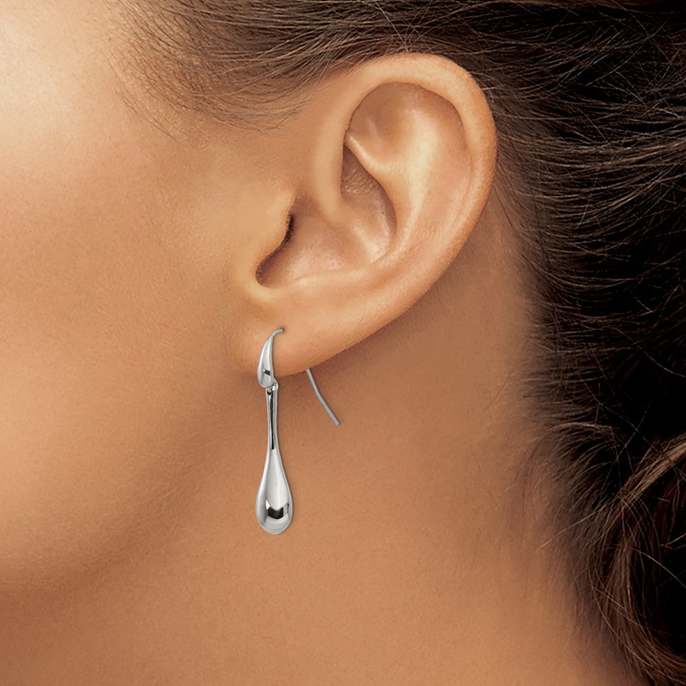 Stainless Steel Polished Dangle Shepherd Hook Earrings