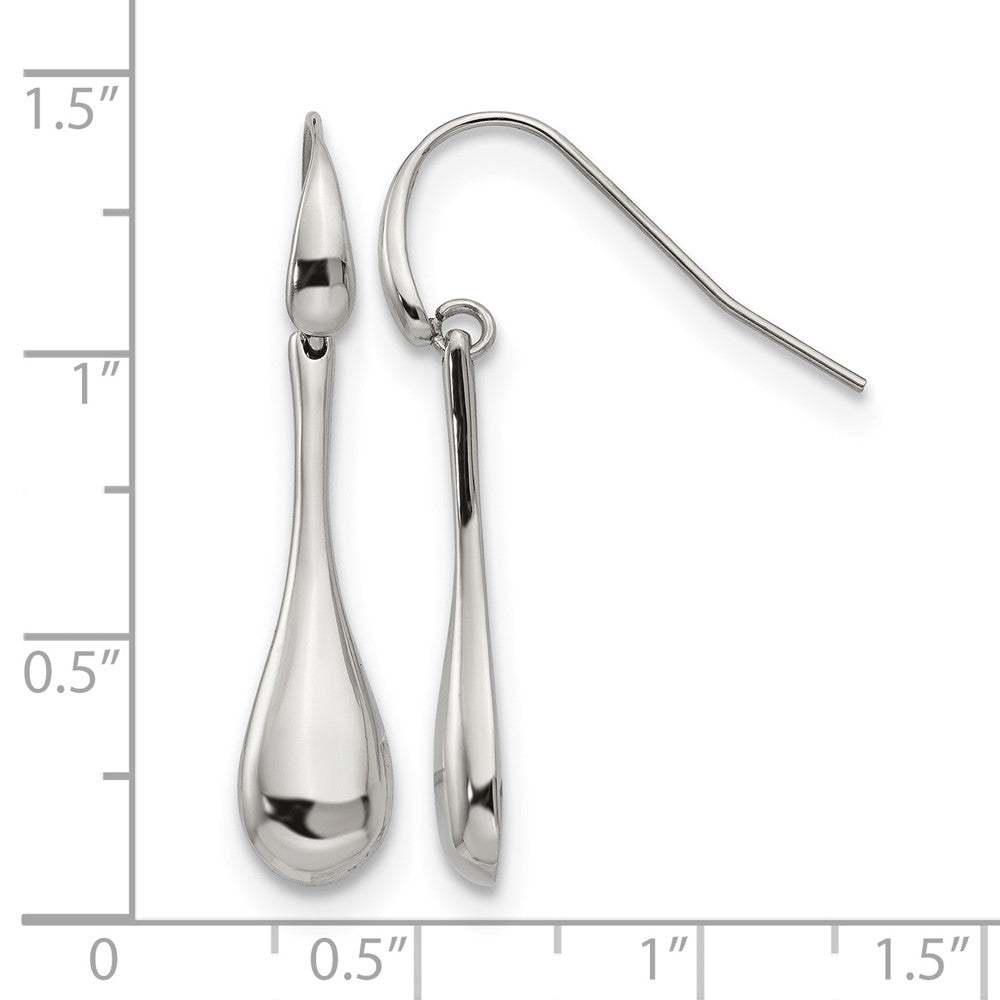 Stainless Steel Polished Dangle Shepherd Hook Earrings