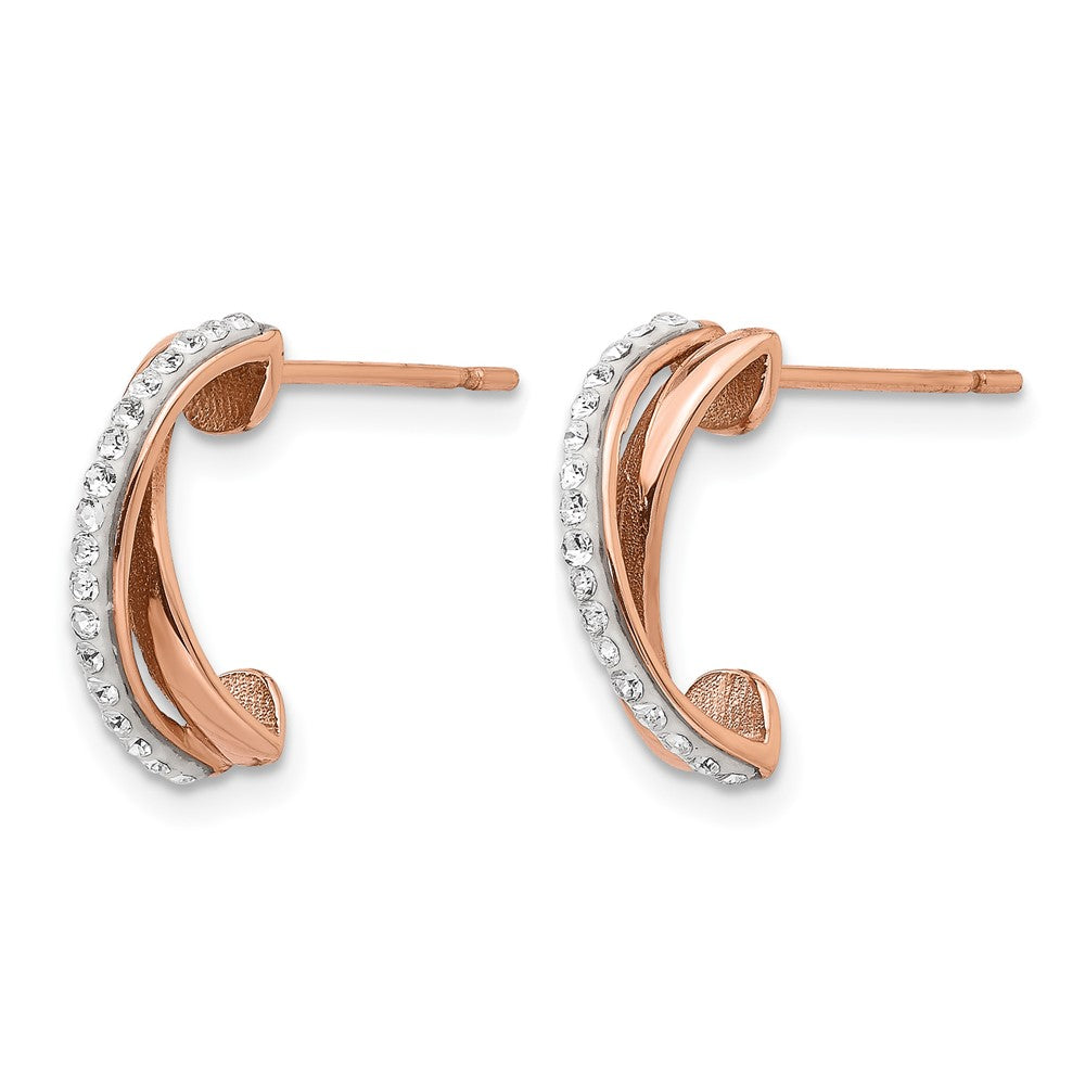 Chisel Stainless Steel Polished Rose IP-plated with Preciosa Crystal Post Earrings