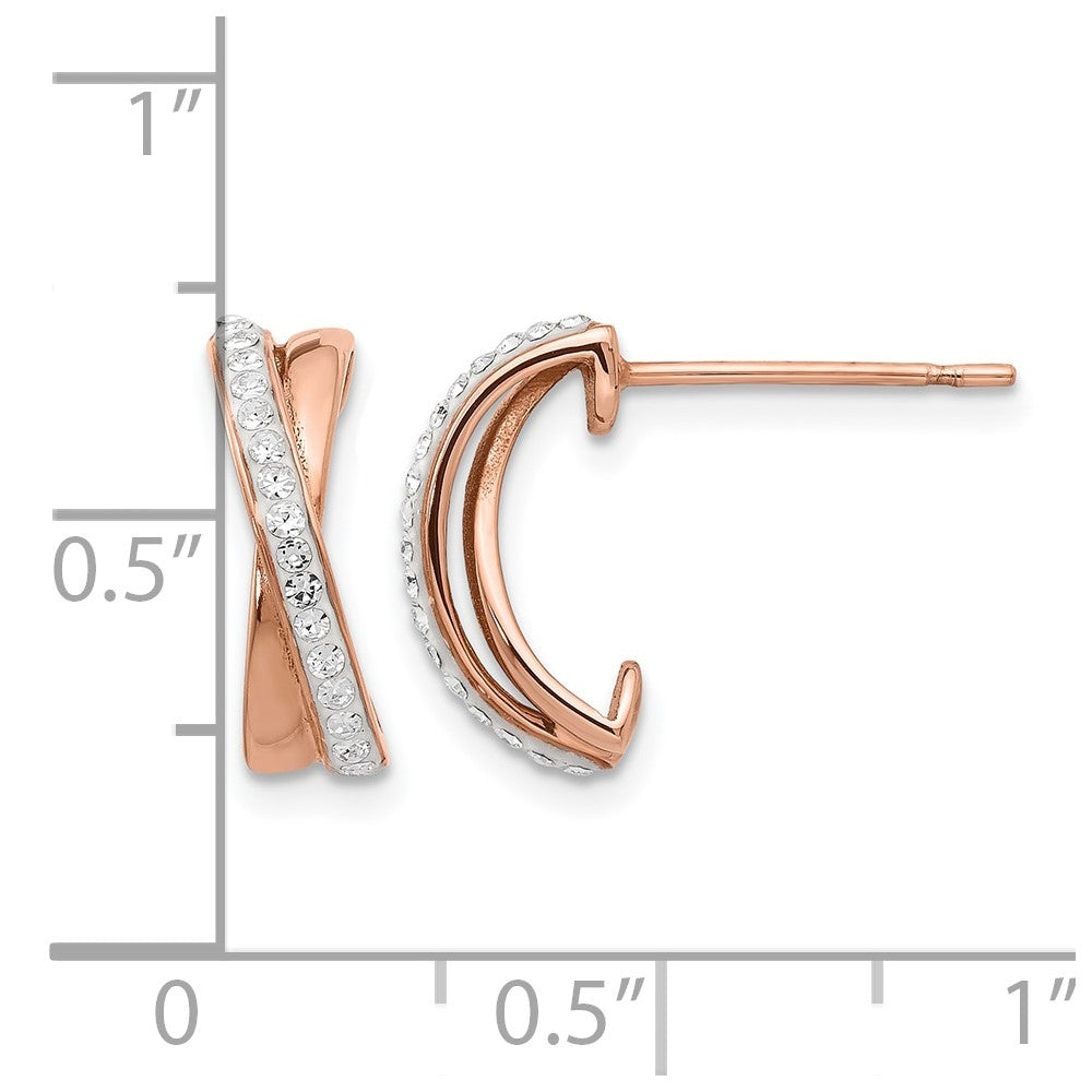 Chisel Stainless Steel Polished Rose IP-plated with Preciosa Crystal Post Earrings