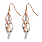 Chisel Stainless Steel Polished Rose IP-plated Dangle Shepherd Hook Earring