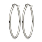 Chisel Stainless Steel Polished 25mm Diameter 2mm Oval Hoop Earrings