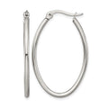 Chisel Stainless Steel Polished 25mm Diameter 2mm Oval Hoop Earrings