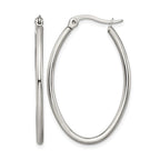 Chisel Stainless Steel Polished 25mm Diameter 2mm Oval Hoop Earrings