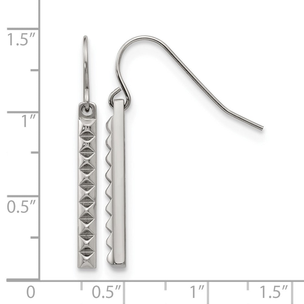 Stainless Steel Polished Studded Bar Shepherds Hook Earrings