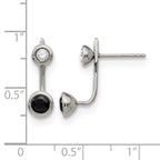 Stainless Steel Polished Black and White CZ Post Earrings