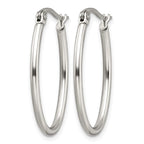 Chisel Stainless Steel Polished 18mm Diameter 2mm Oval Hoop Earrings