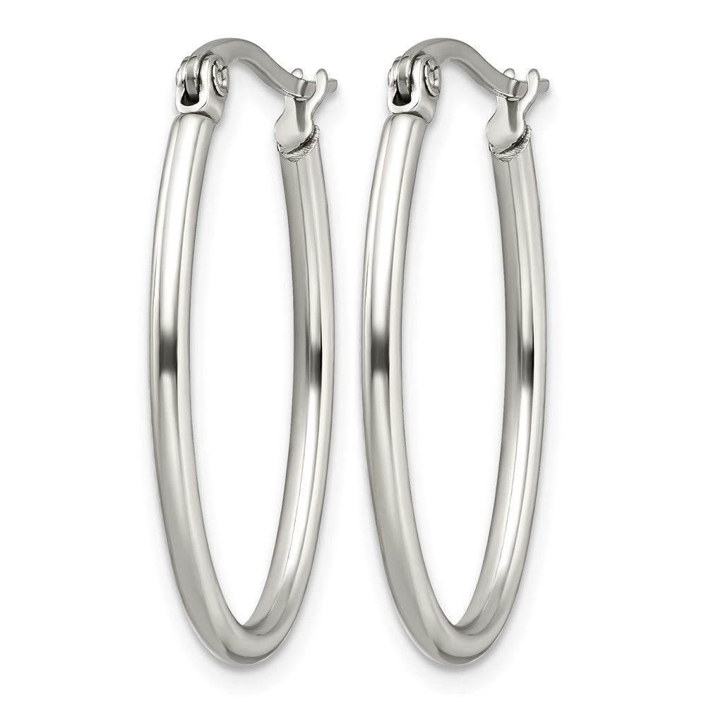 Chisel Stainless Steel Polished 18mm Diameter 2mm Oval Hoop Earrings