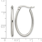 Chisel Stainless Steel Polished 18mm Diameter 2mm Oval Hoop Earrings