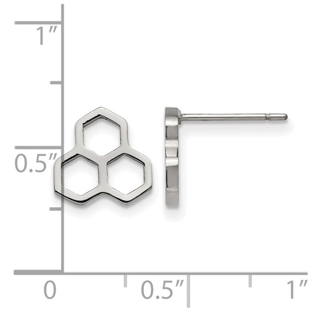 Chisel Stainless Steel Polished Honeycomb Post Earrings
