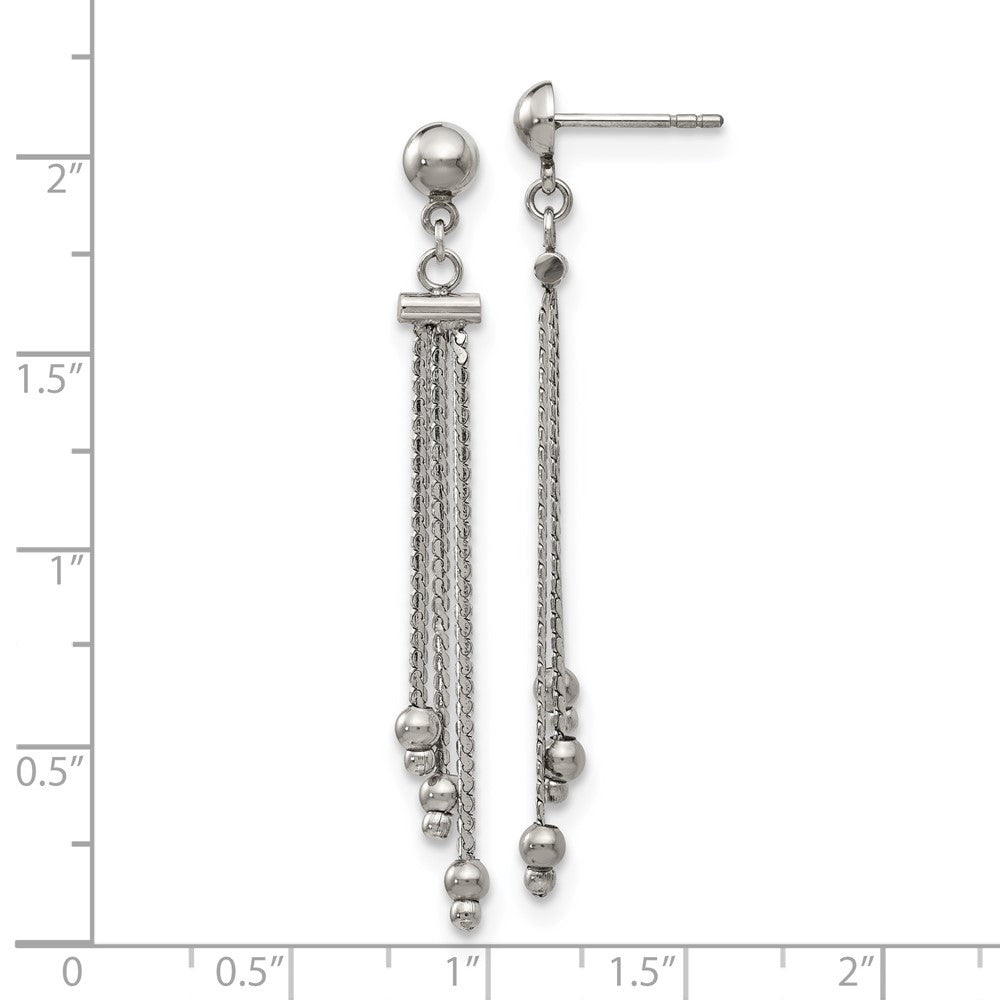 Stainless Stele Polished Beaded Chain Post Dangle Earrings