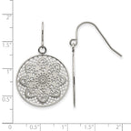 Chisel Stainless Steel Polished Cut-out Flower Dangle Shepherd Hook Earrings