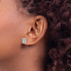 Chisel Stainless Steel Polished with 1/4 Carat Diamond Square Post Earrings