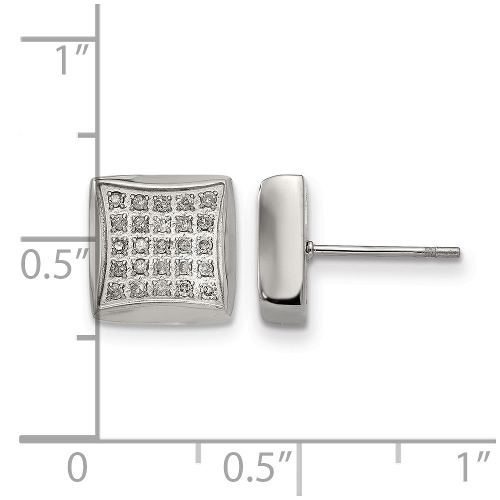 Chisel Stainless Steel Polished with 1/4 Carat Diamond Square Post Earrings