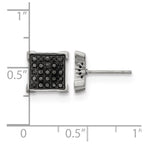 Chisel Stainless Steel Polished with 1/4 Carat Black Diamond Square Post Earrings