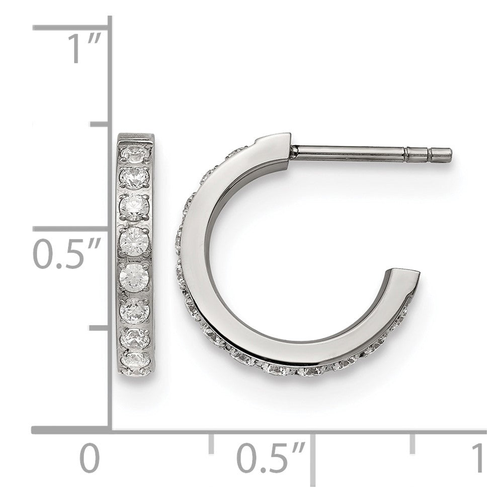 Chisel Stainless Steel Polished with CZ Post Hoop Earrings