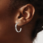 Chisel Stainless Steel Polished 20mm Diameter 3mm J Hoop Post Earrings