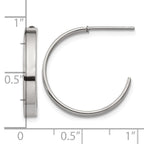 Chisel Stainless Steel Polished 20mm Diameter 3mm J Hoop Post Earrings