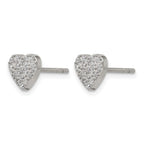 Chisel Stainless Steel Polished with CZ Heart Post Earrings