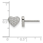 Chisel Stainless Steel Polished with CZ Heart Post Earrings