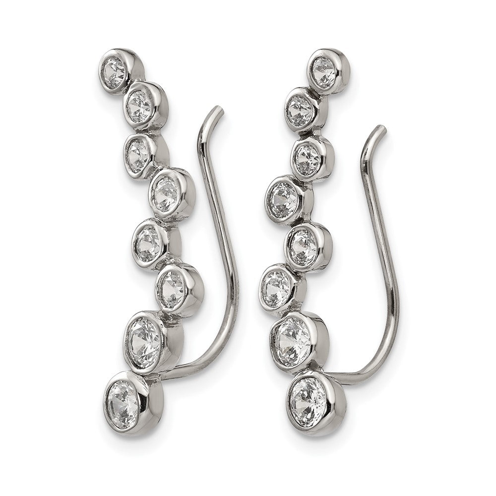 Chisel Stainless Steel Polished with CZ Ear Climbers
