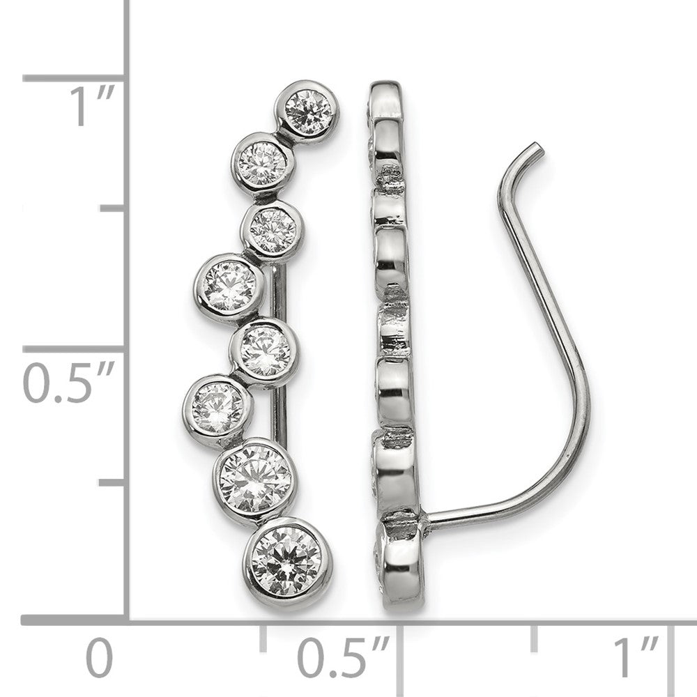Chisel Stainless Steel Polished with CZ Ear Climbers