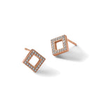 Chisel Stainless Steel Polished Rose IP-plated CZ Diamond-shaped Post Earrings