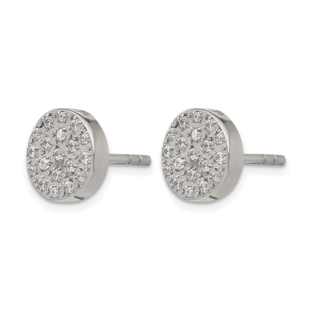 Chisel Stainless Steel Polished with CZ Post Earrings