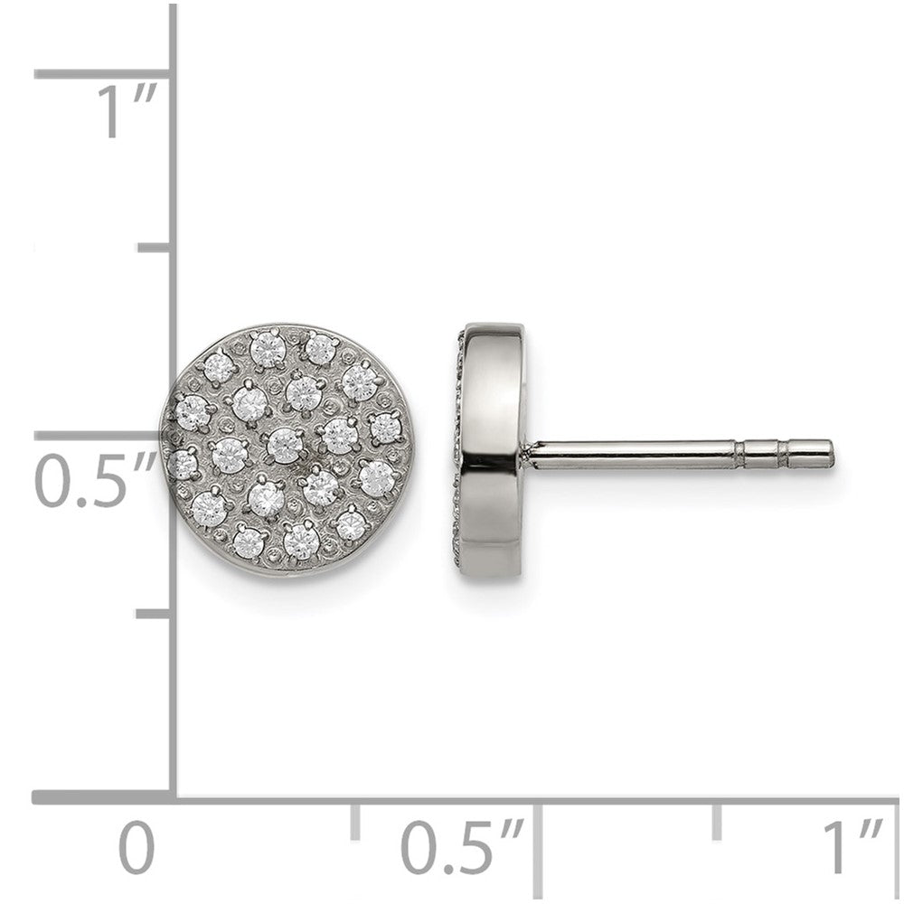 Chisel Stainless Steel Polished with CZ Post Earrings