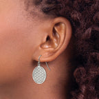 Chisel Stainless Steel Polished Flower Cut-out Dangle Shepherd Hook Earrings