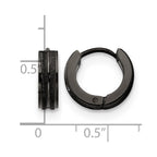 Chisel Stainless Steel Polished Black IP-plated Laser cut 4mm Hinged Hoop Earrings