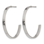 Chisel Stainless Steel Polished 33mm Diameter 3mm J Hoop Post Earrings